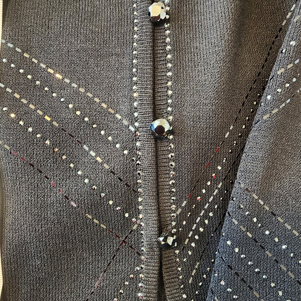 Black St. John Knits Evening Paillette & Swarovski Crystal Accents